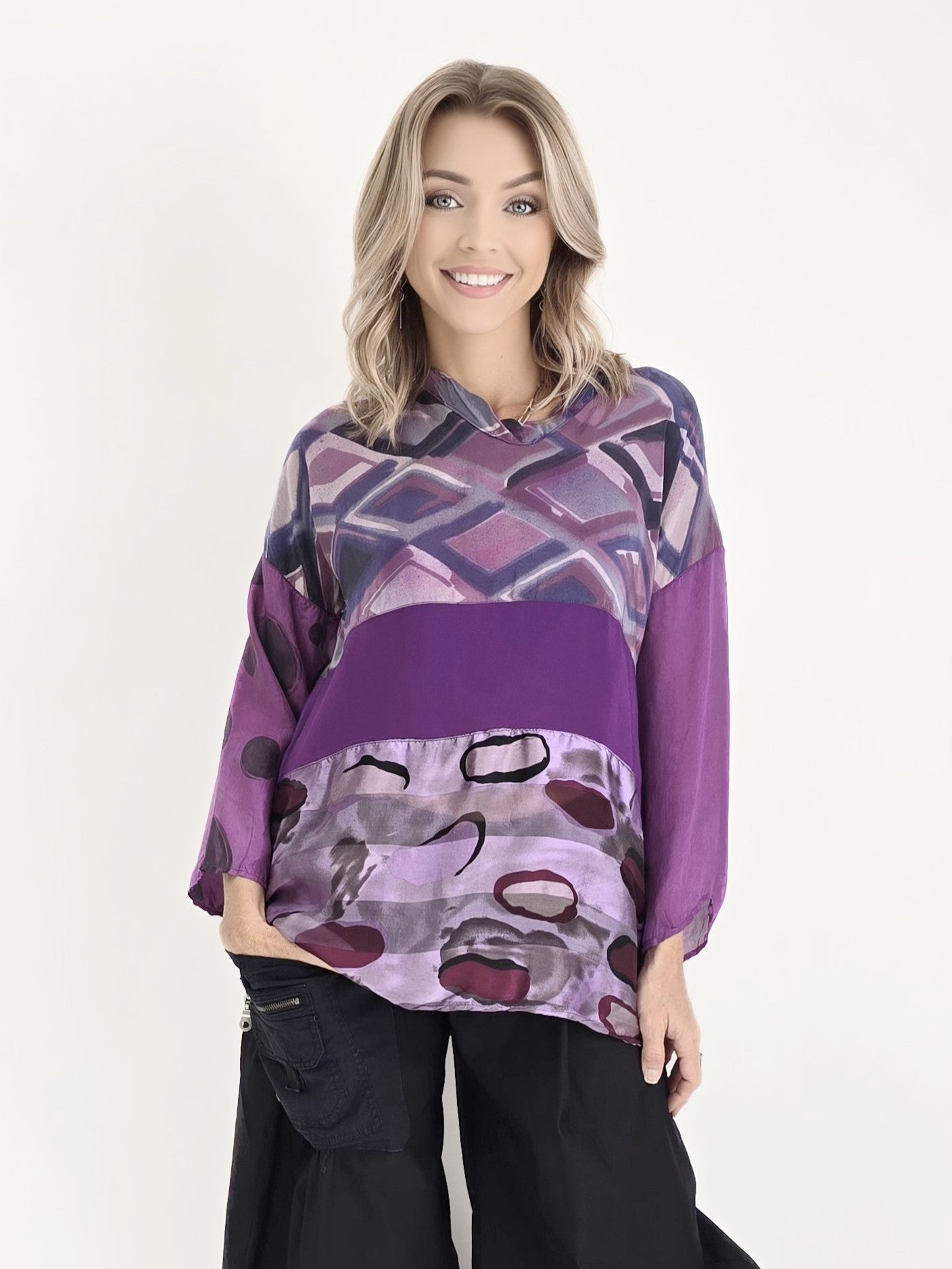 Tatiana Palnitska- JF9/ Shaped in Magenta Silk Blouse