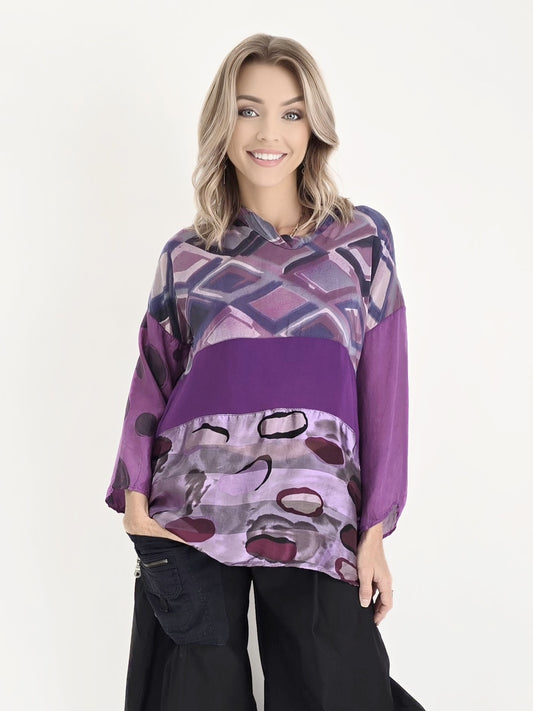 Tatiana Palnitska- JF9/ Shaped in Magenta Silk Blouse