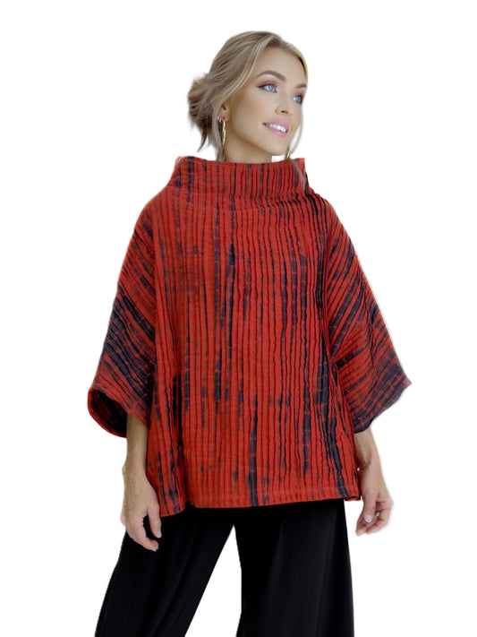 Mieko Mintz- Mone Cotton Ripple Tuck Poncho Vest