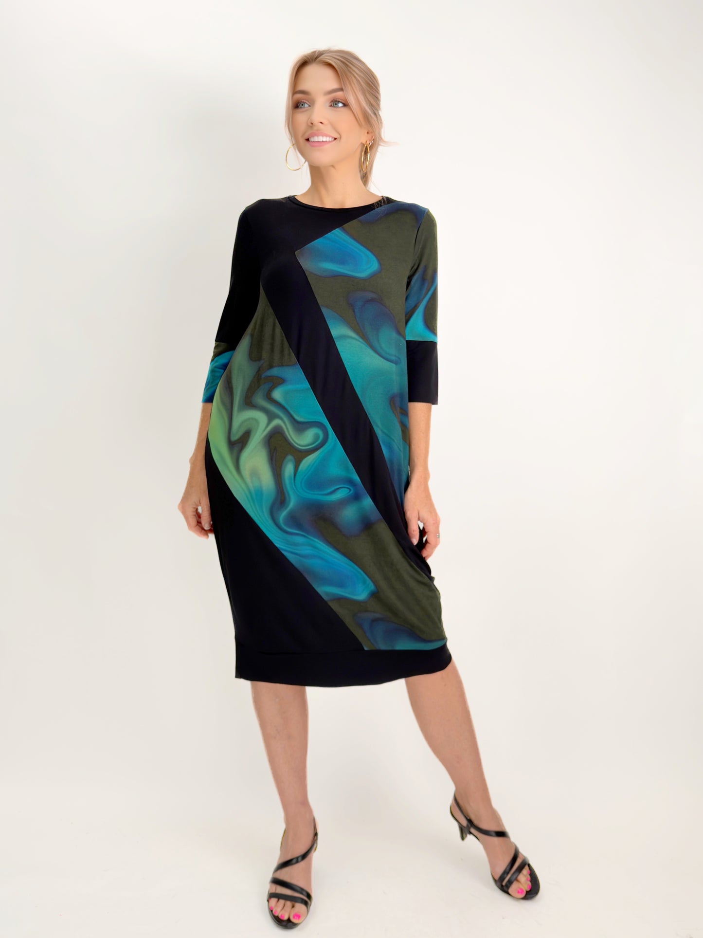 Ozai N Ku- Technicolor Dress/ Blue Swirl