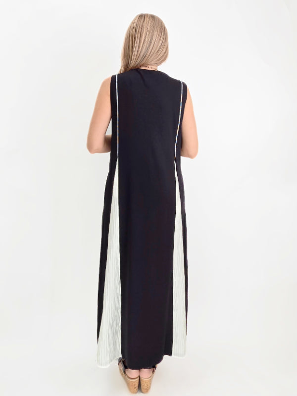 Ozai N Ku- Pleated Panel Maxi Dress