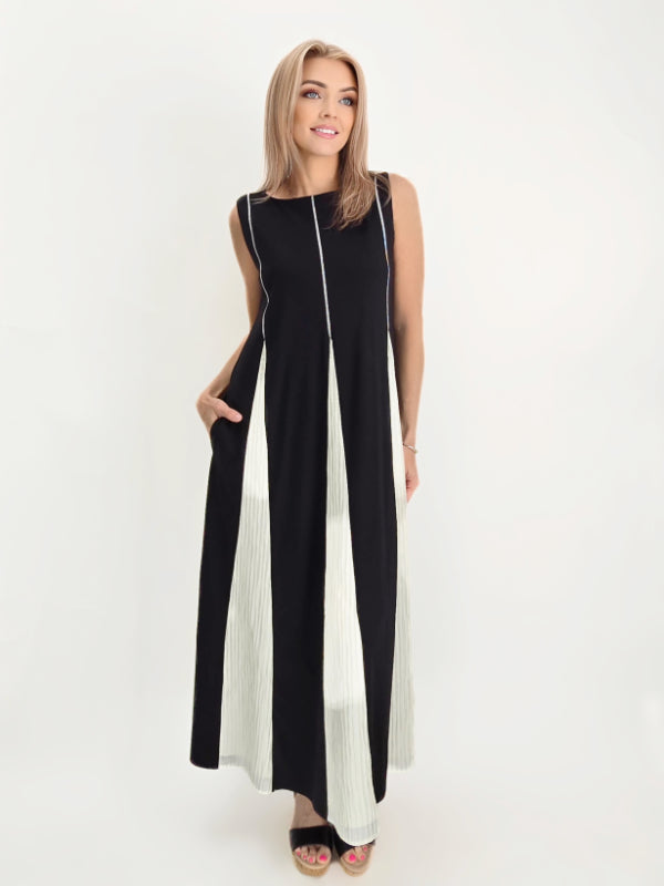 Ozai N Ku- Pleated Panel Maxi Dress