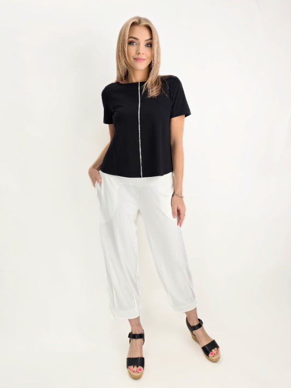 Ozai N Ku- Ivory Pull-on Pants