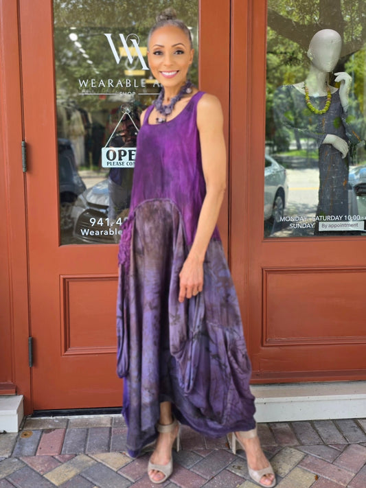 Tatiana Palnitska-Wine Drop Waist Silk Dress