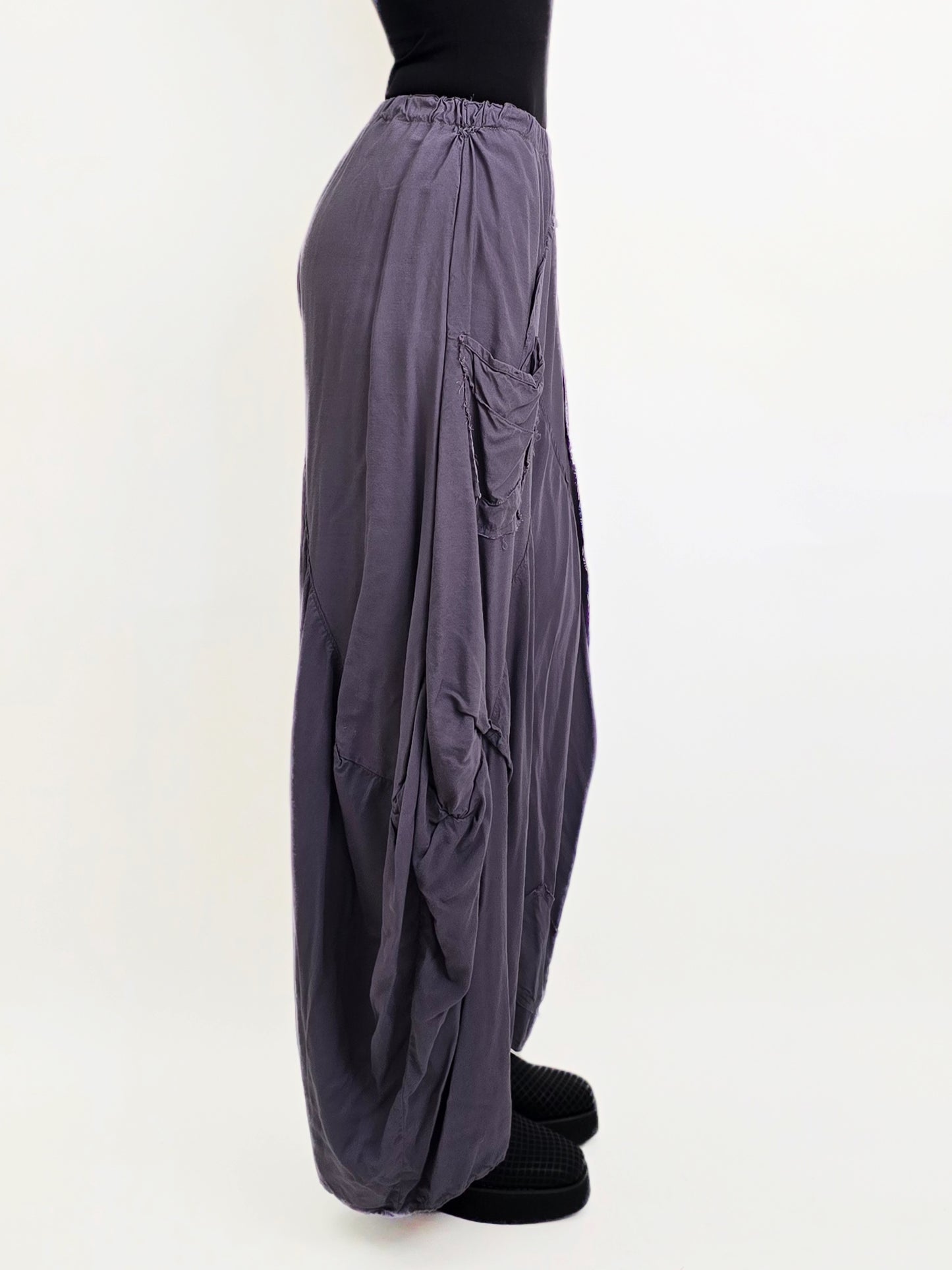 Tatiana Palnitska- Gray Purplish Detailed Baggy Pants