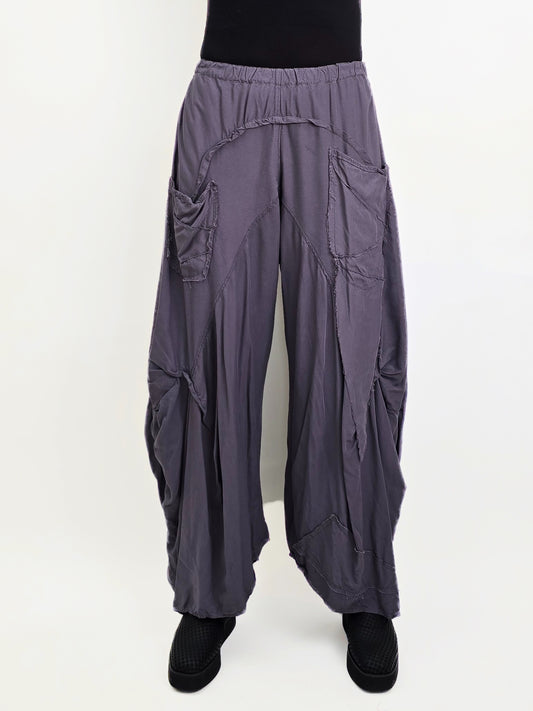 Tatiana Palnitska- Gray Purplish Detailed Baggy Pants