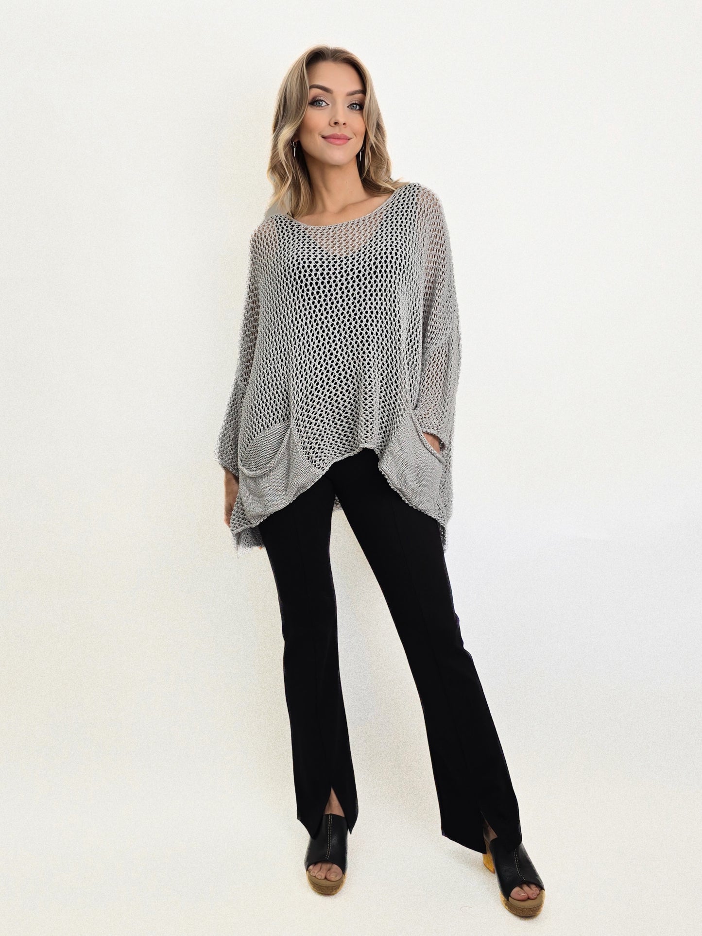 TINA Stephens Italy/Tees By Tina - Lennox Open Knit Topper