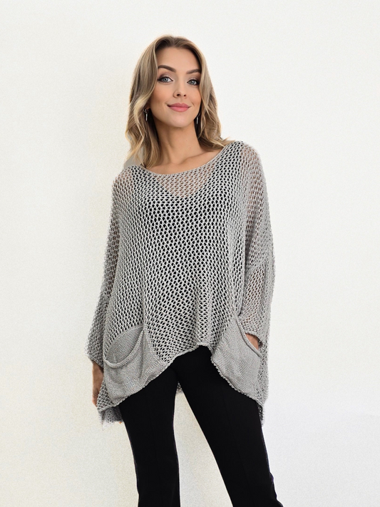 TINA Stephens Italy/Tees By Tina - Lennox Open Knit Topper