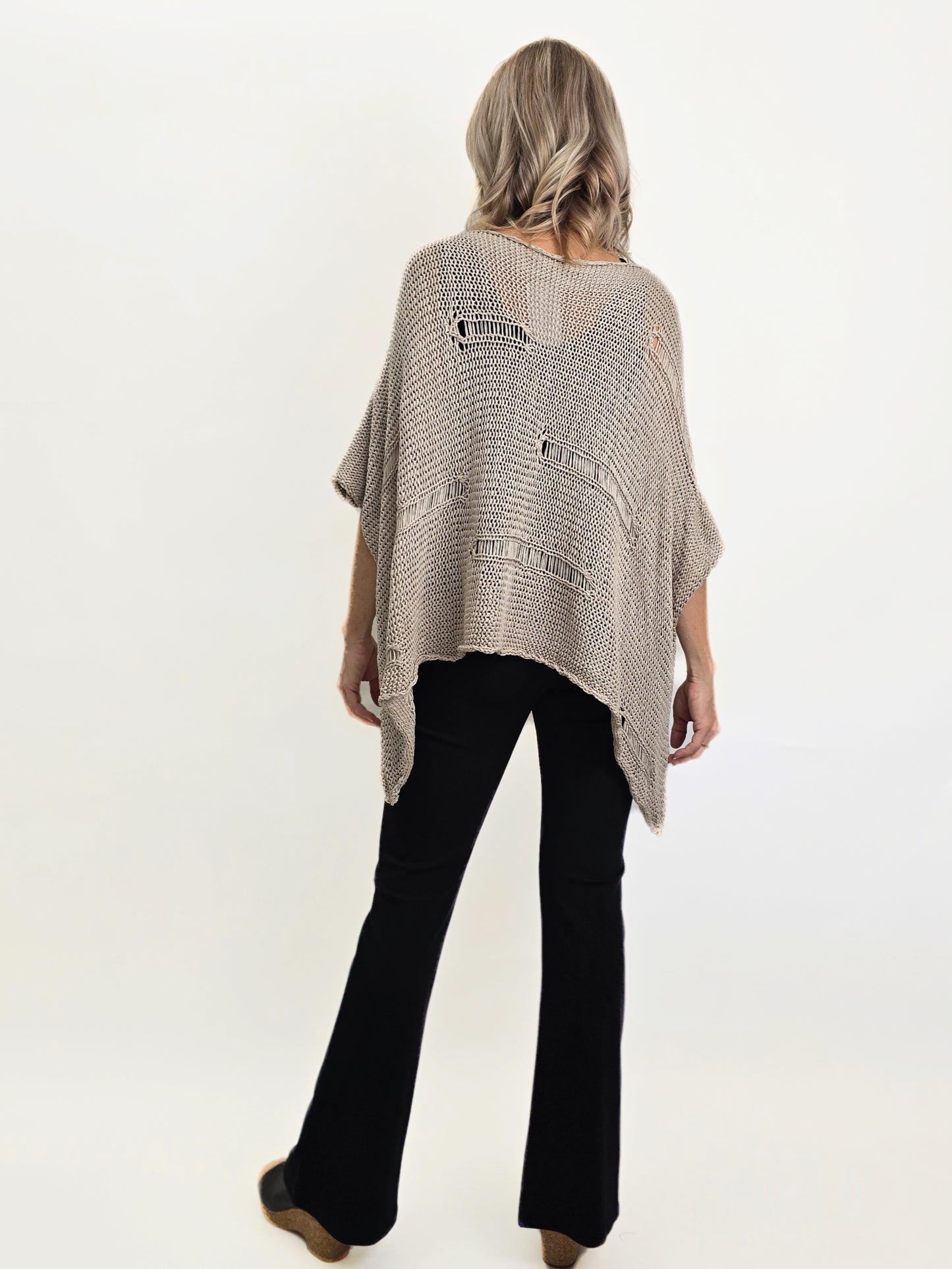 TINA Stephens Italy/Tees By Tina - Jean Elbow Slv Open Bar Knit Top