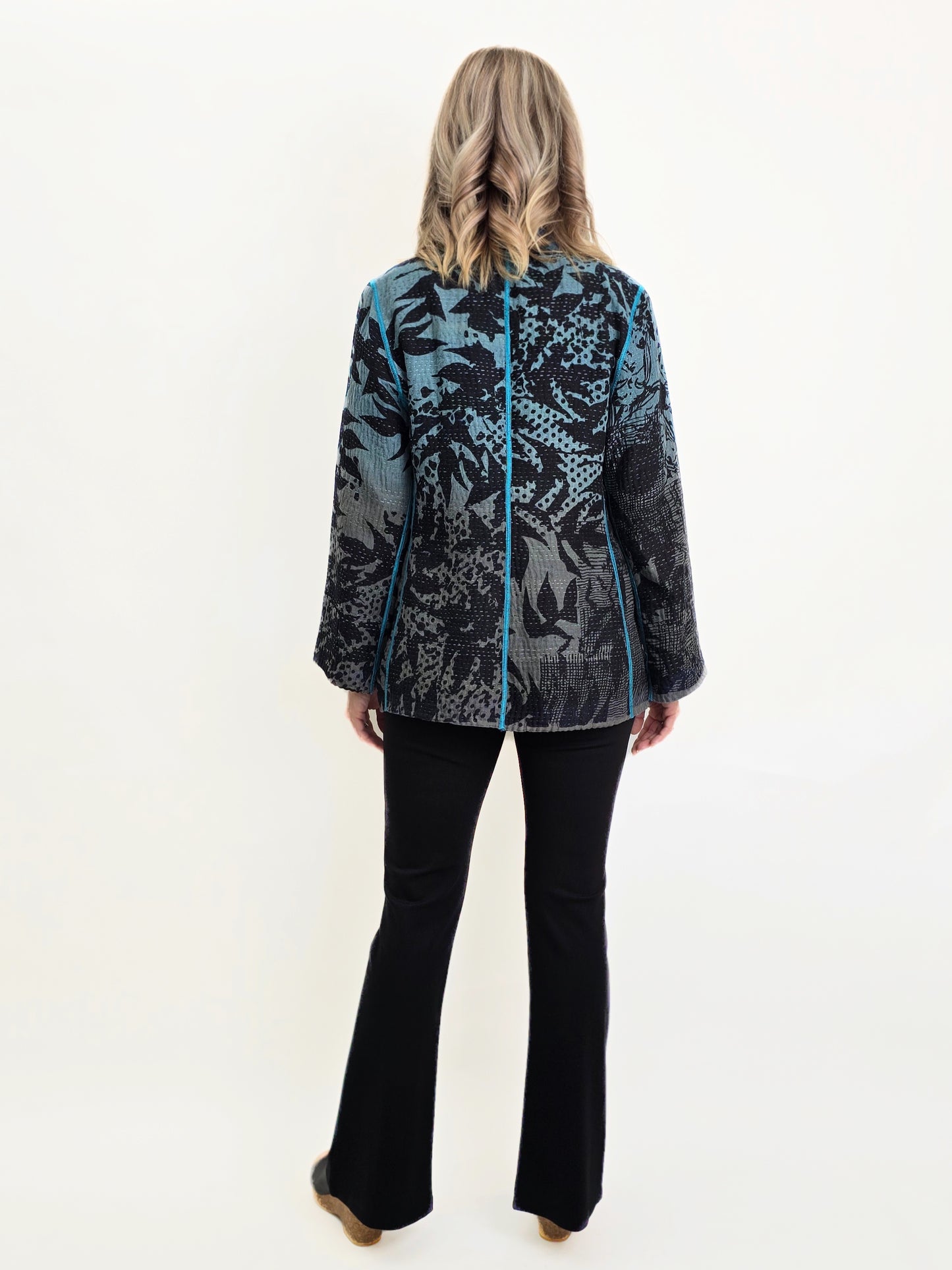 Mieko Mintz-MONOTONE TWILIGHT PRINT KANTHA SHORT JKT