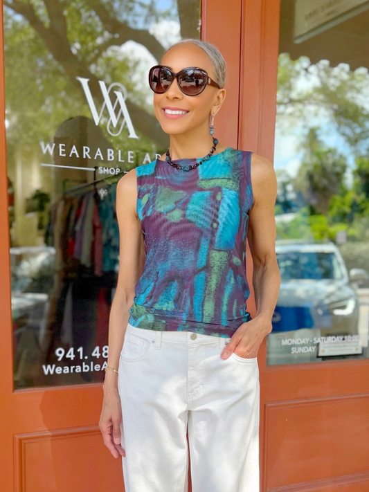 AMB Designs - Blue Lagoon - Florence Mesh Tank Top: M/L