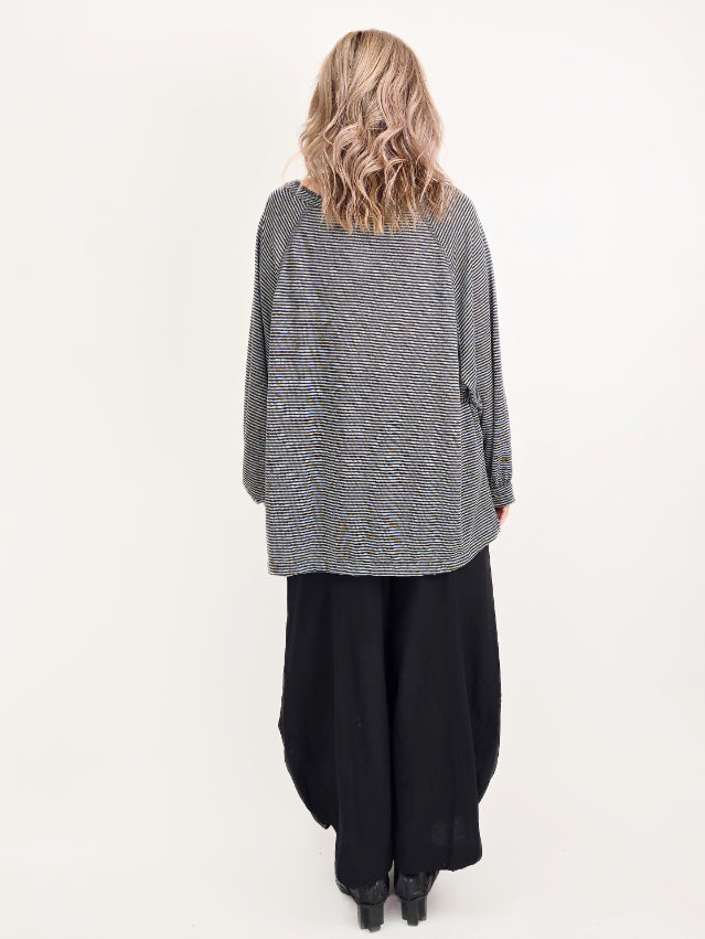 Dress to Kill/ Baseball Pull Top/ Grey Stripe