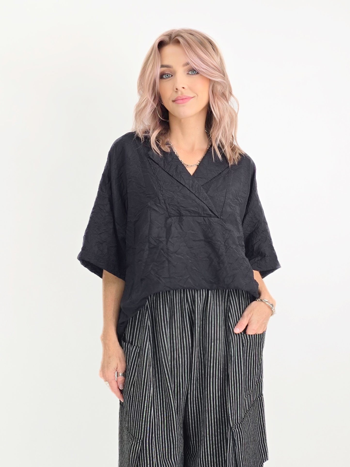 Dress to Kill/ HI-Lo Crop Top/ Black Crush