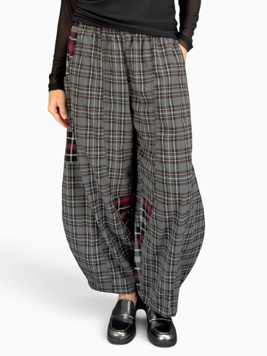 Dress to Kill- Puzzle Pant/ Burgundy Mixed Plaids