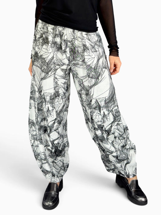 Dress to Kill- Puzzle Pant/ Black Silver Abstract