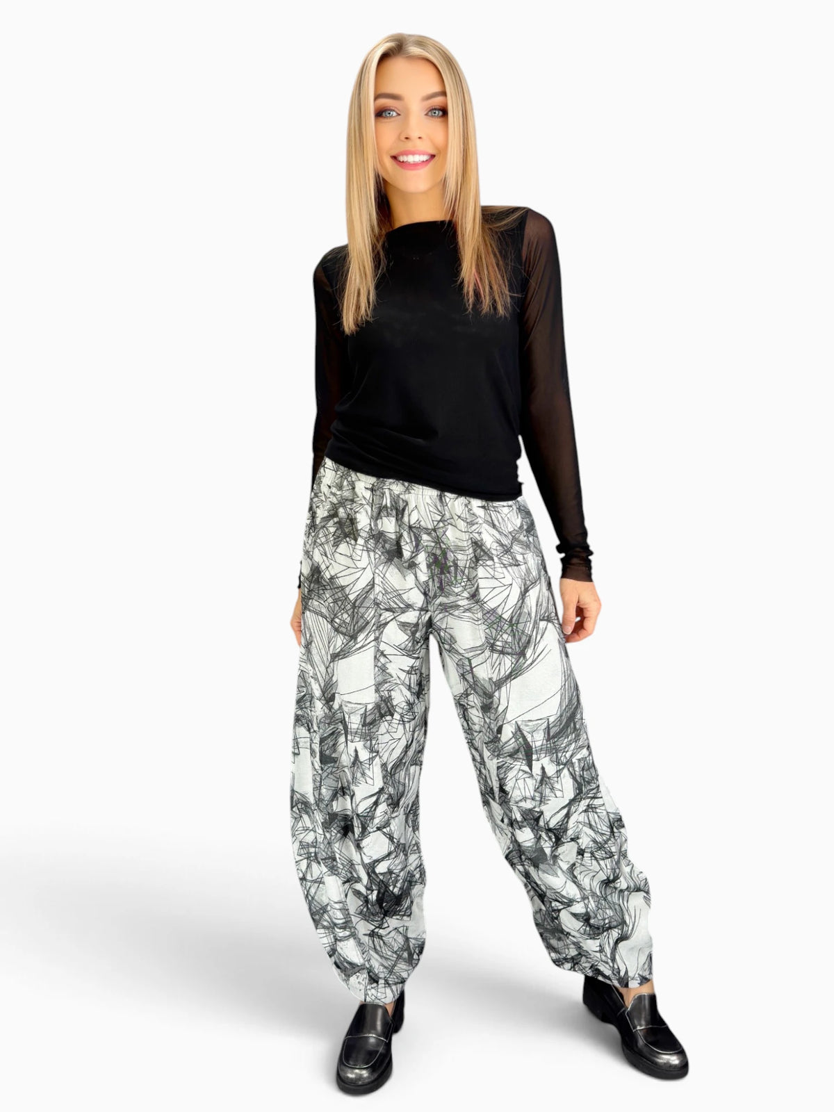 Dress to Kill- Puzzle Pant/ Black Silver Abstract
