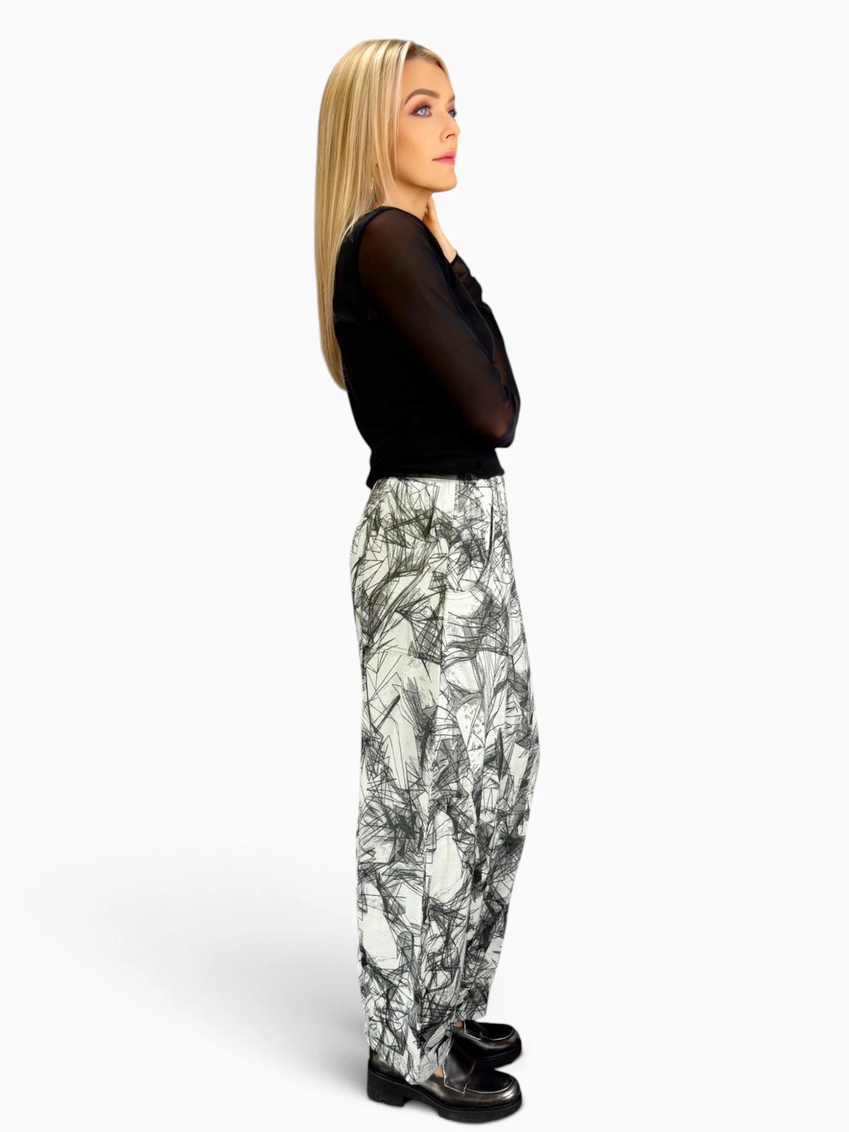 Dress to Kill- Puzzle Pant/ Black Silver Abstract