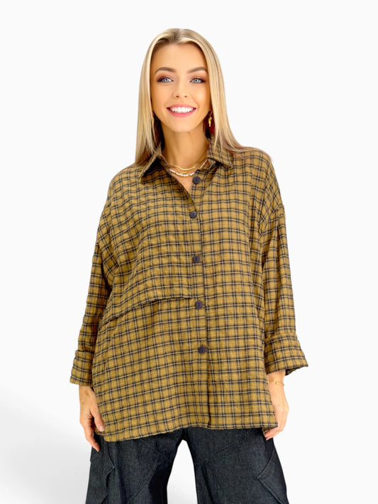 Dress to Kill- Artist Shirt/ Mustard Navy Check