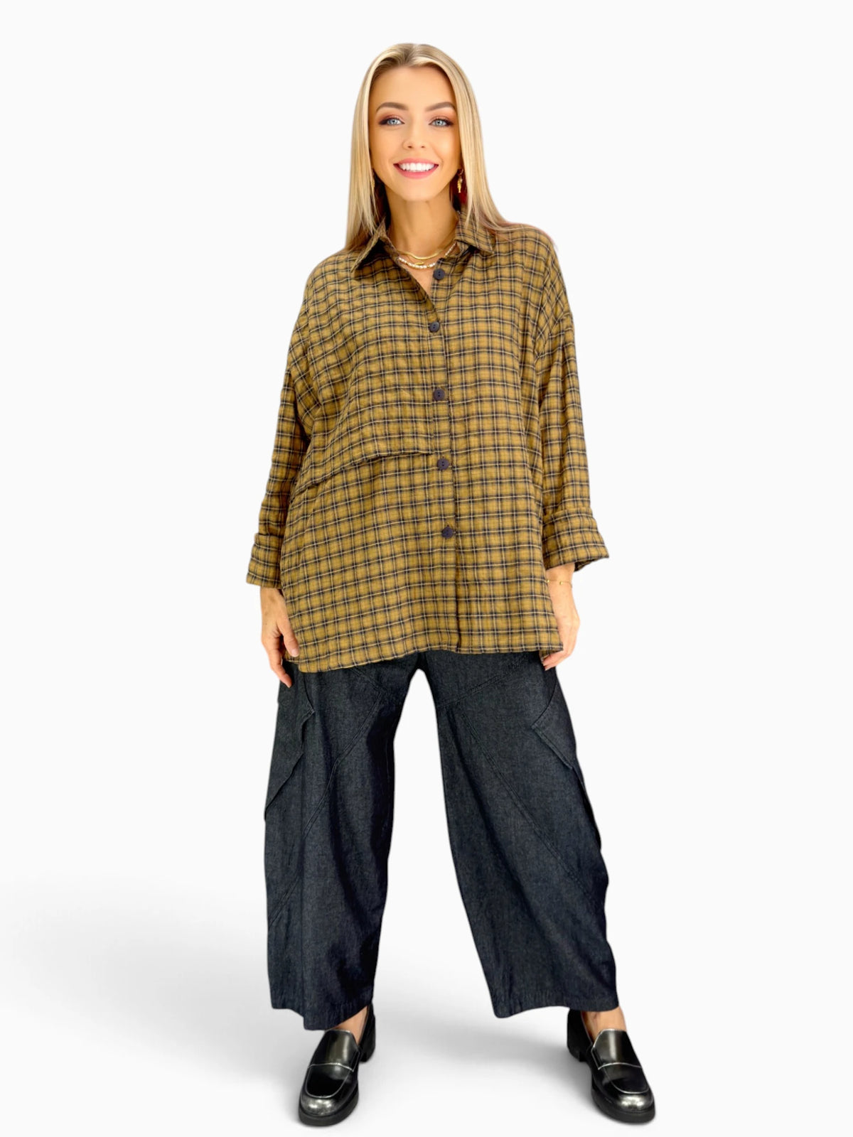 Dress to Kill- Artist Shirt/ Mustard Navy Check