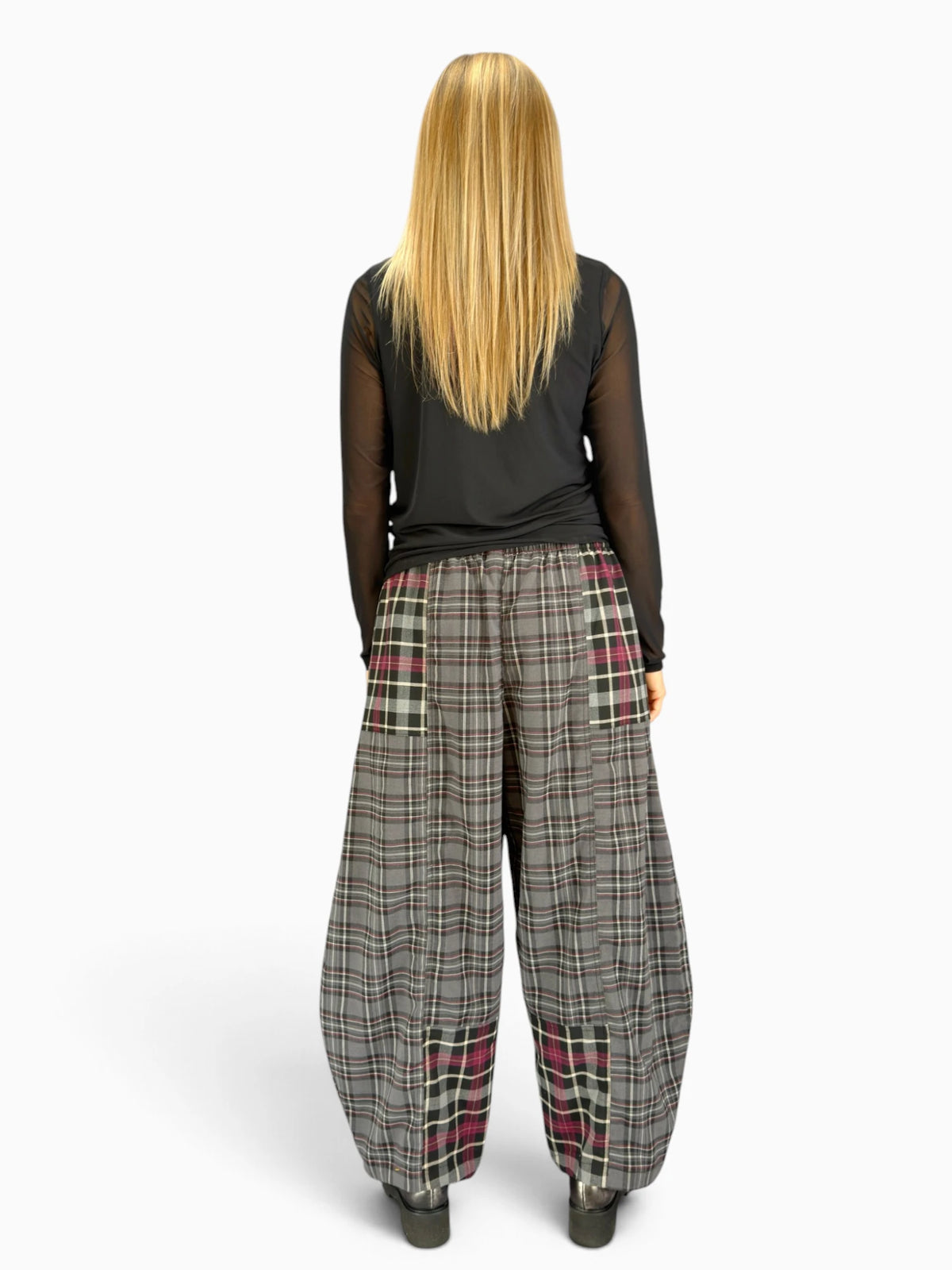 Dress to Kill- Puzzle Pant/ Burgundy Mixed Plaids