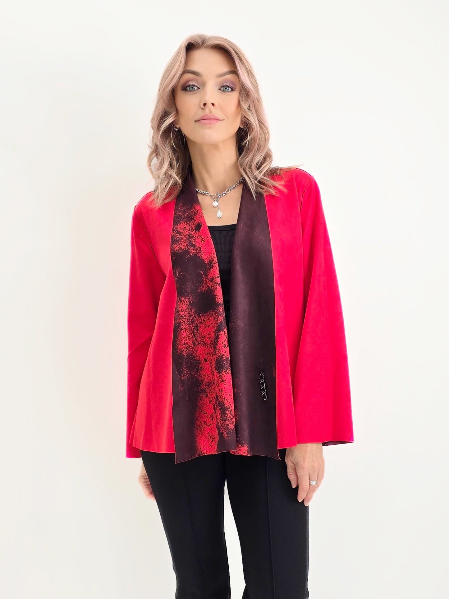 Lemon Grass- Reversible Wrap jacket/ Cherry