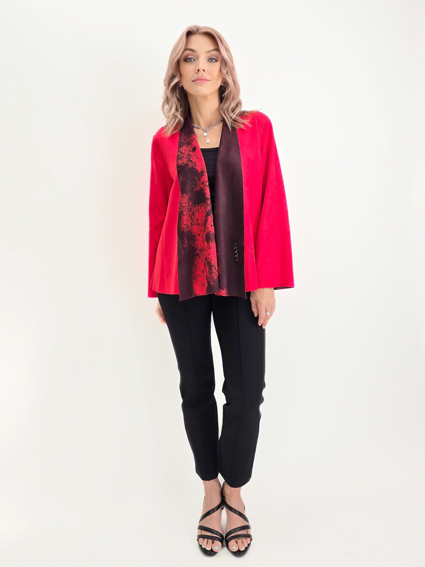 Lemon Grass- Reversible Wrap jacket/ Cherry
