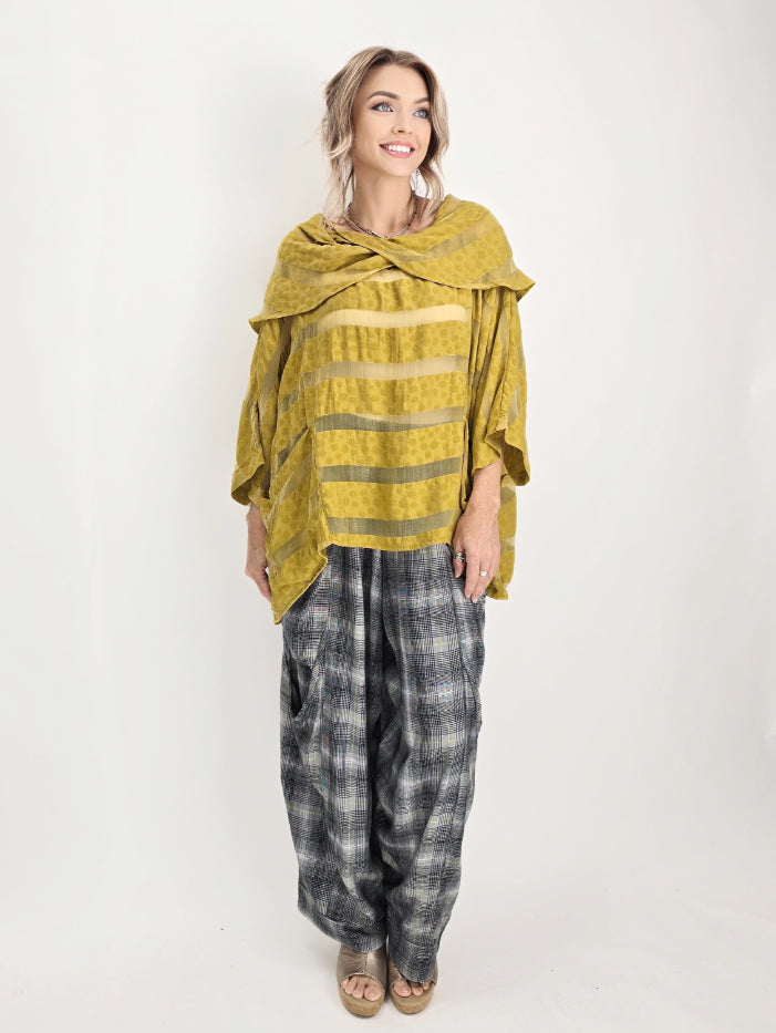 Dress to Kill- Criss Cross Cowl Pull/ Mustard