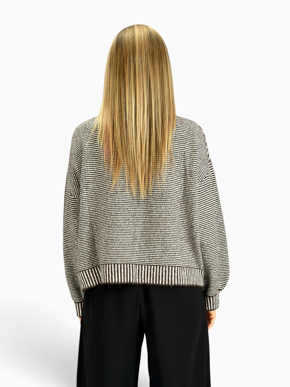 ILLA ILLA - Mock Neck Stripe Knit Sweater
