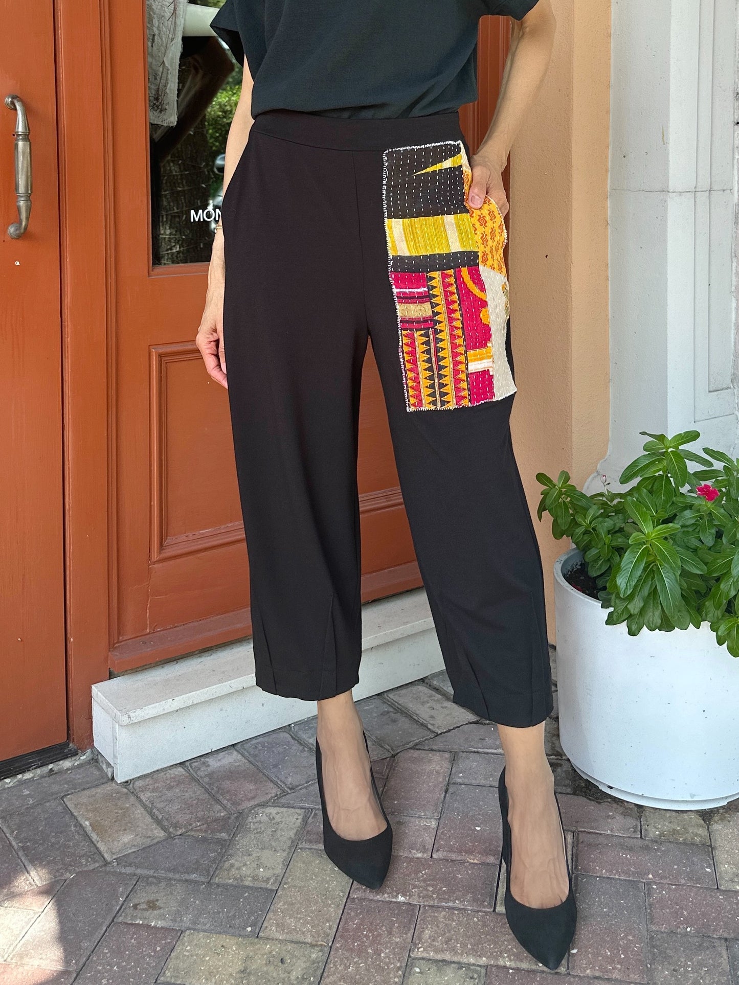 Narenee Designs- Patchwork Pocket Cropped Pants