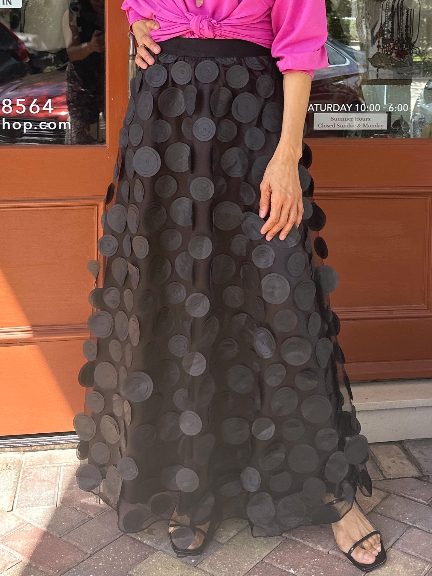 Noen- Circle Appliqué Mesh Skirt