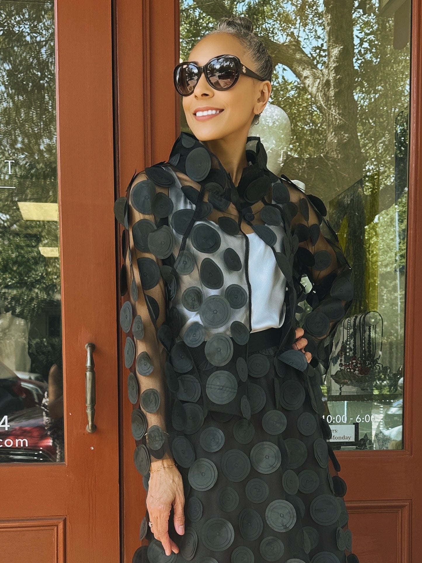 Noen- Circle Appliqué Mesh Jacket