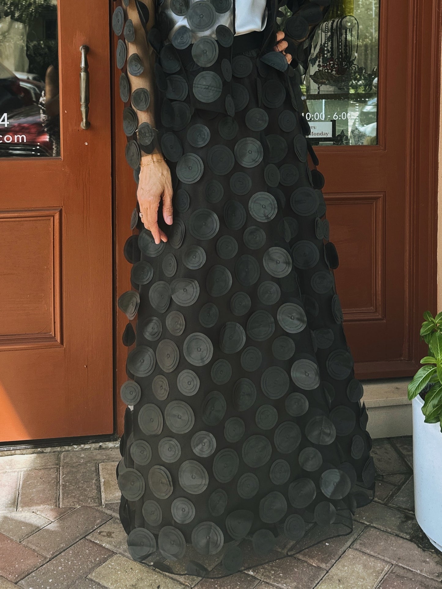 Noen- Circle Appliqué Mesh Skirt