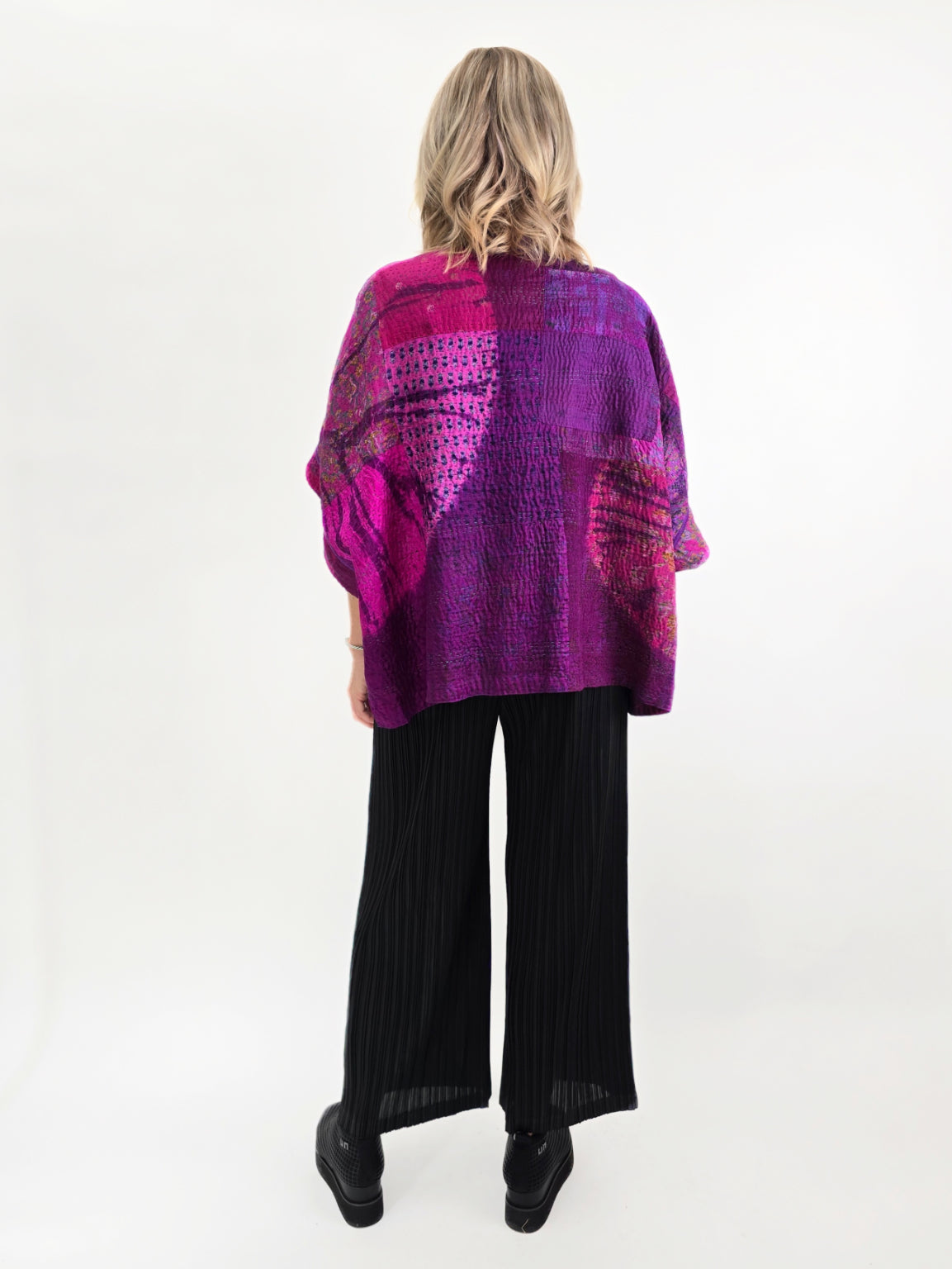 Mieko Mintz-  Tie Dye Circle Shibori Kantha Mini Poncho