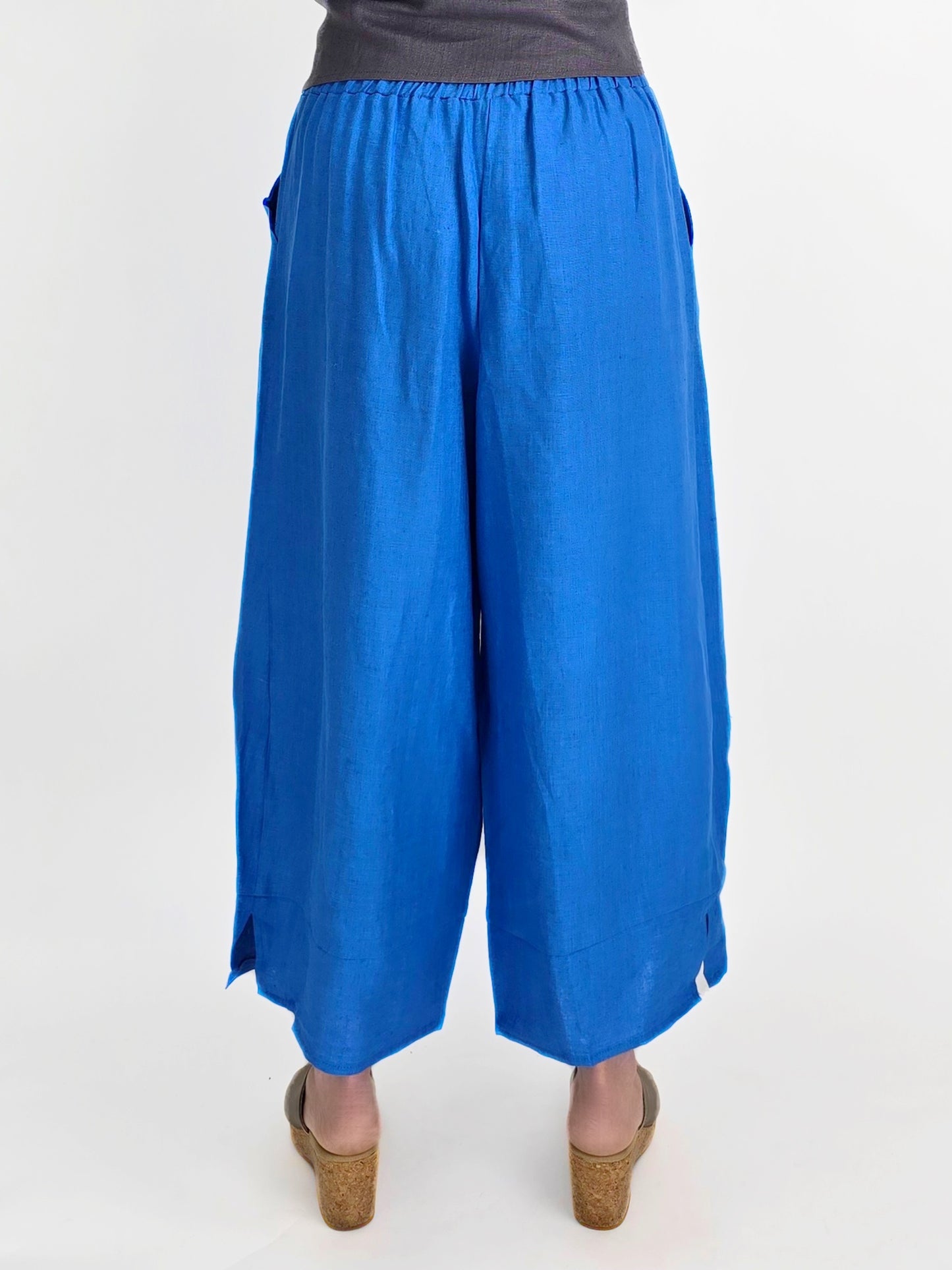 LUUKAA- Breeze Blue Linen Pant