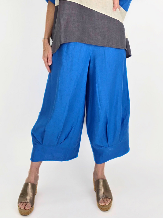 LUUKAA- Breeze Blue Linen Pant