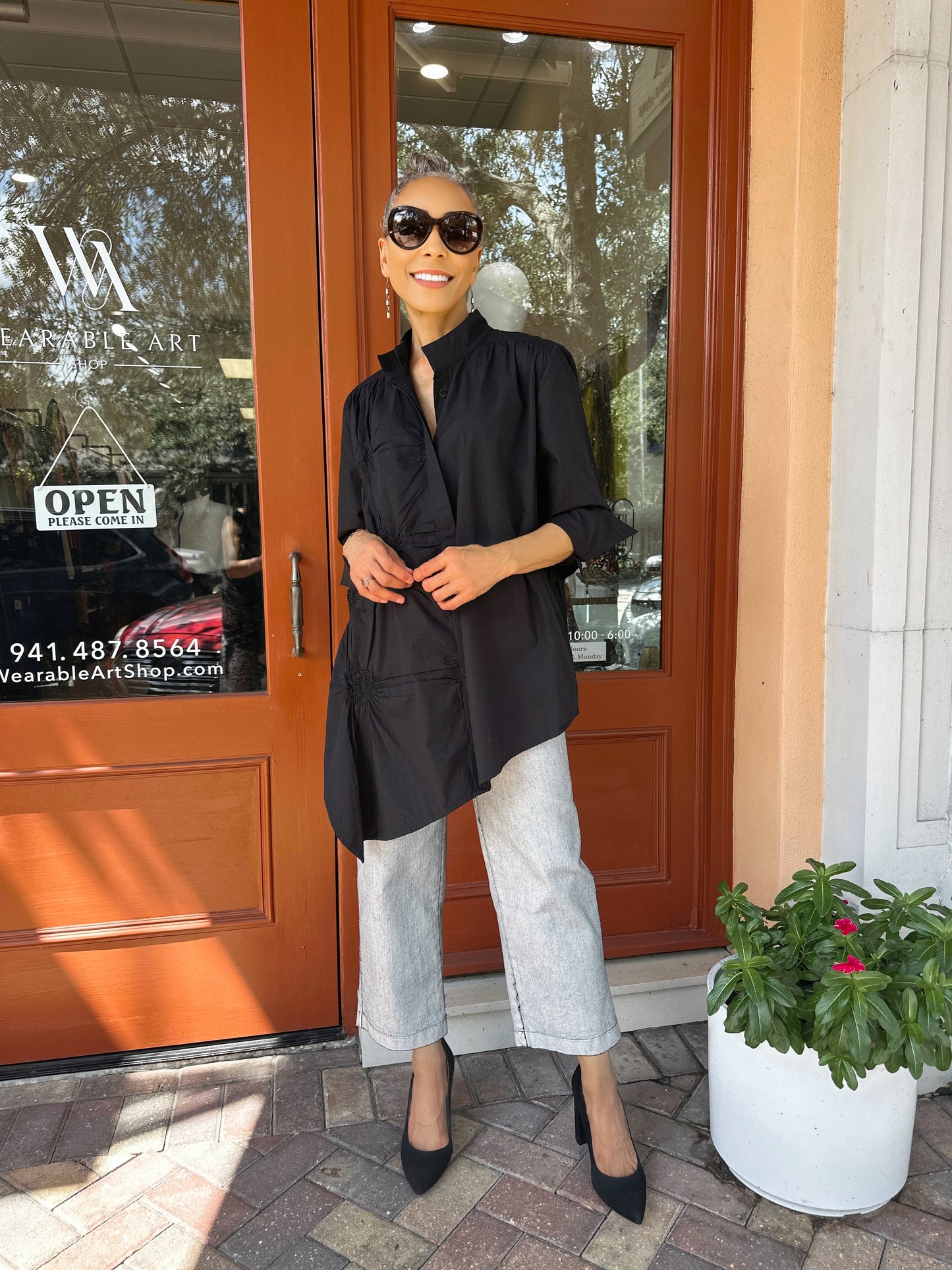 Noen- Asymmetric Gathered Cotton Shirt