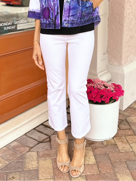 Lysse- Dara Seamed Hem Crop Denim/ White