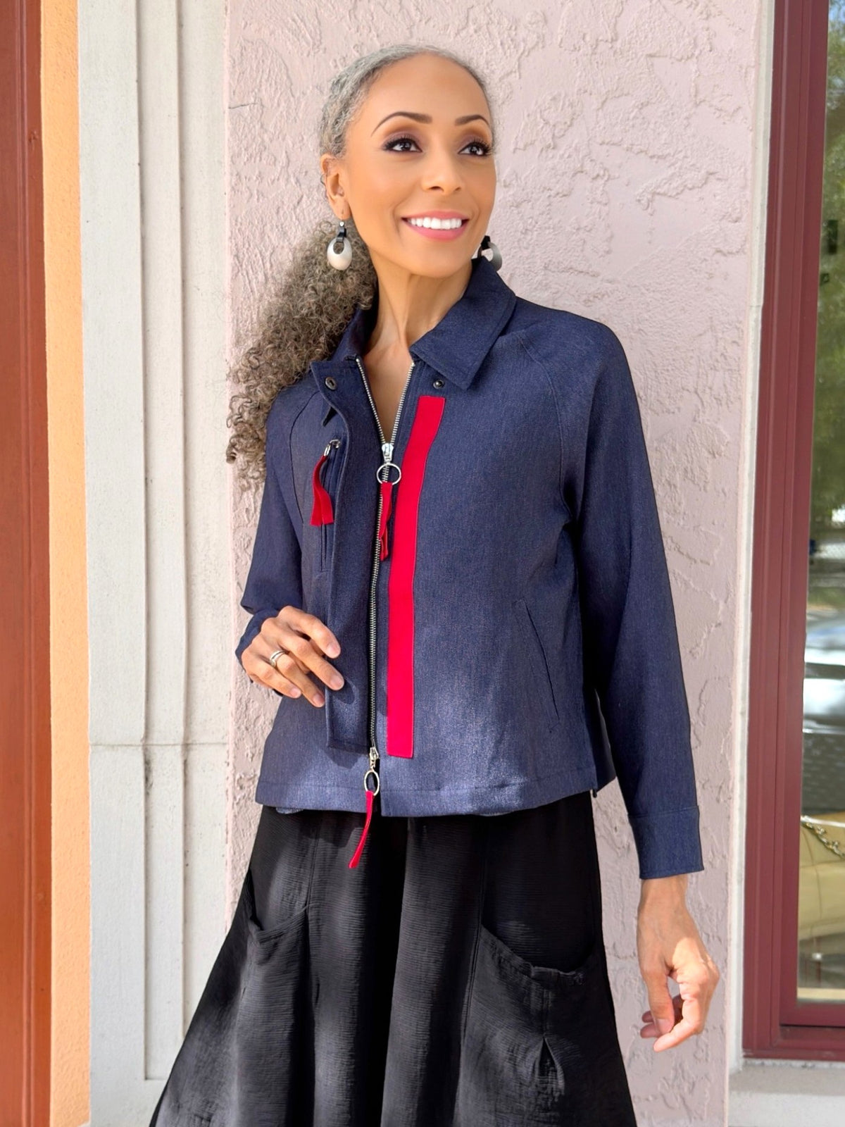 Terra SJ - Contrast Zip Jacket/ Navy