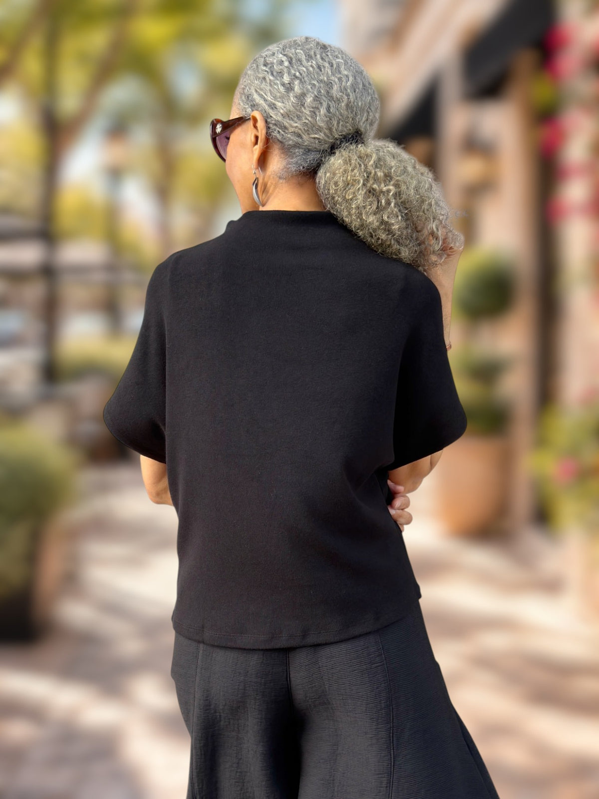 Glam - Mock Neck Pullover Knit Top/ Black