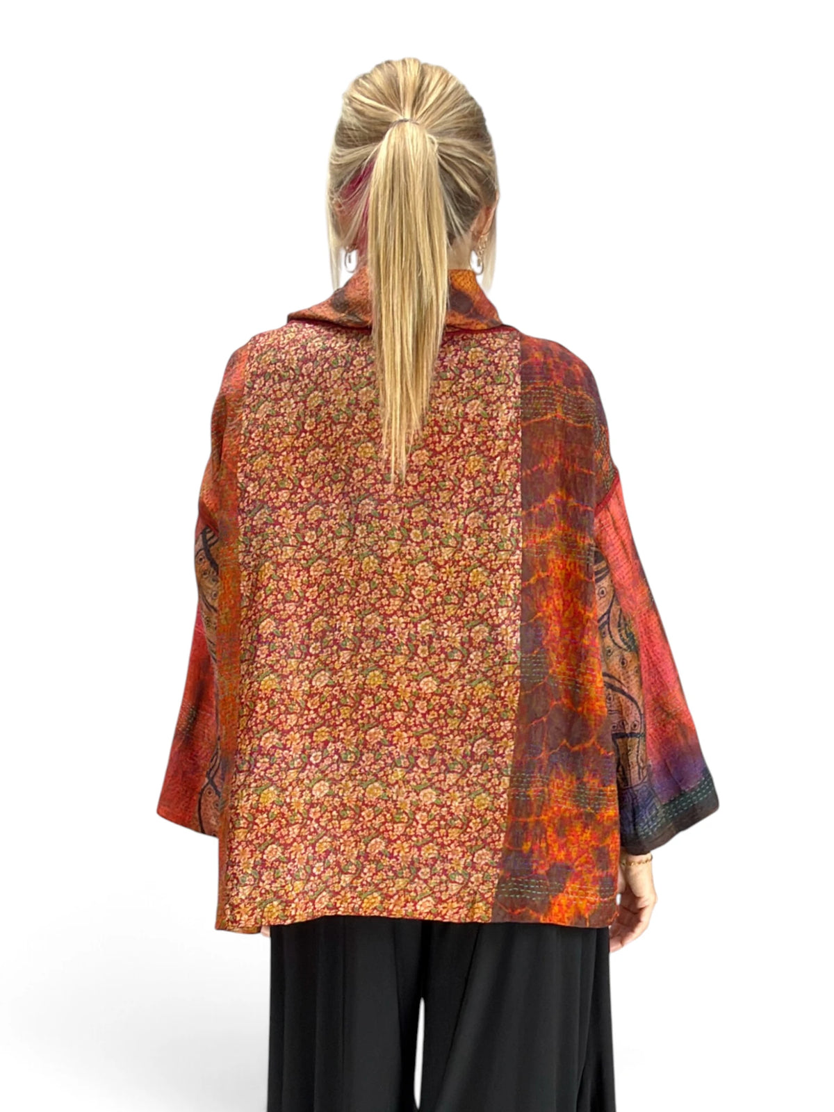 Mieko Mintz- Tie Dye Vintage Silk Kantha Cowl Pullover
