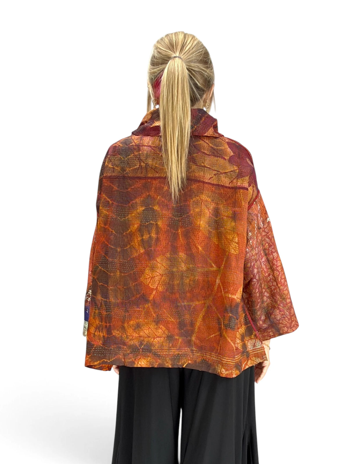 Mieko Mintz- Tie Dye Vintage Silk Kantha Cowl Pullover