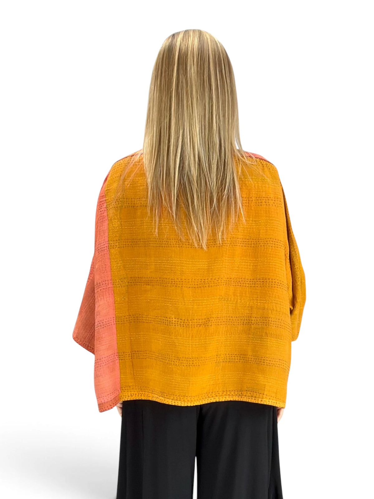 Mieko Mintz-  Brocade Patched Kantha 3/4 SLV. Crop Top Mio
