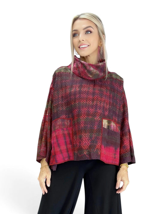 Mieko MIntz- Tie Dye Vintage Silk Kantha Cowl Pullover