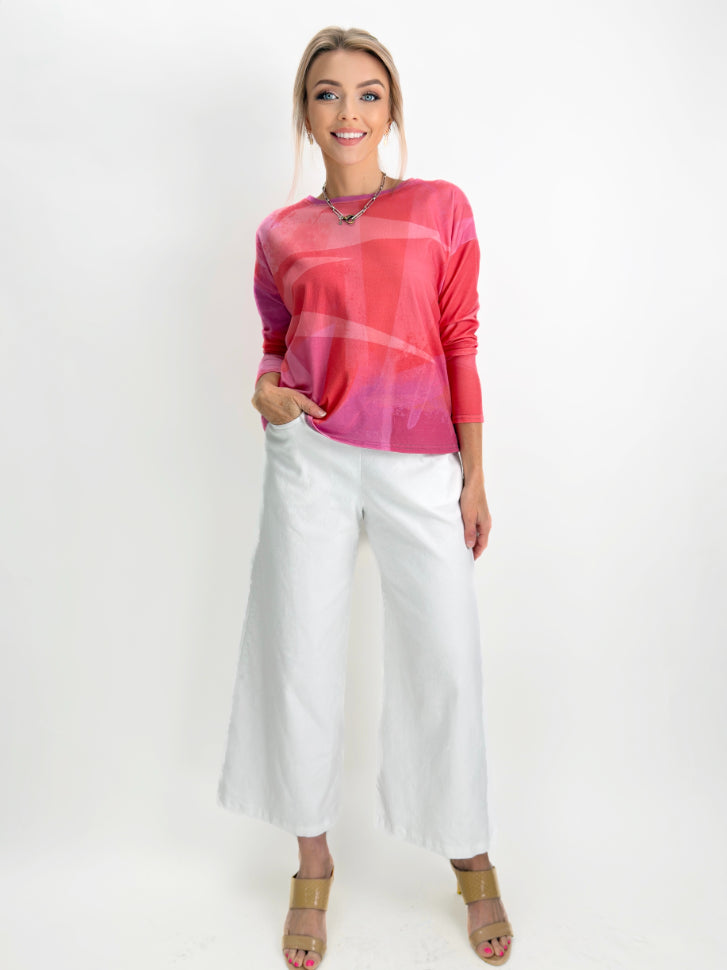 Andrea Geer-  Cropped Long Sleeve Top with Scarf