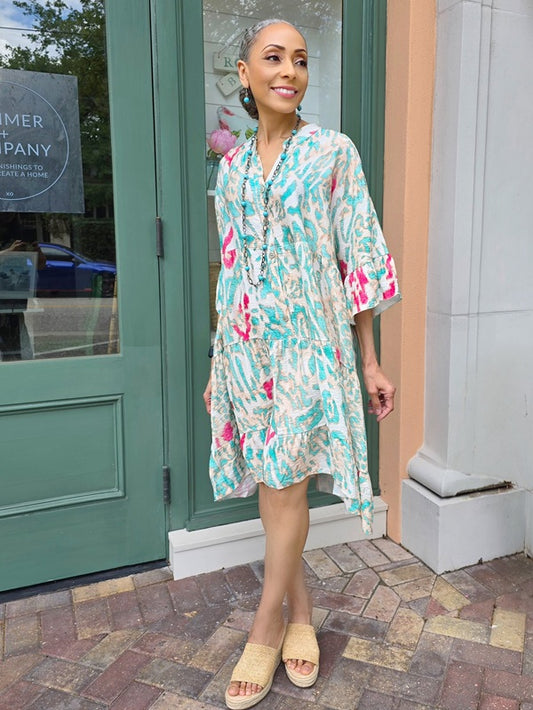 LOOWIE - Coastal Mosaic Tiered Dress