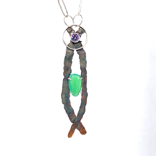 Dona Siebler - Green Chalcedony Stone Necklace