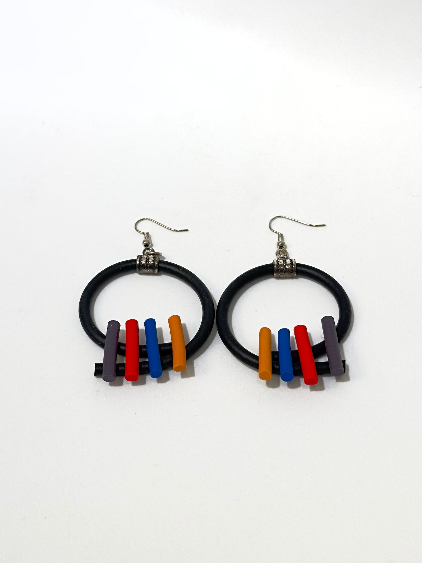 Mia Collection- Black w Multi Color Earrings