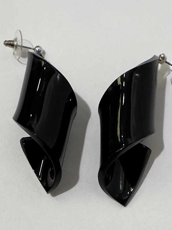 Laurent Guillot-Black Lucite Earrings