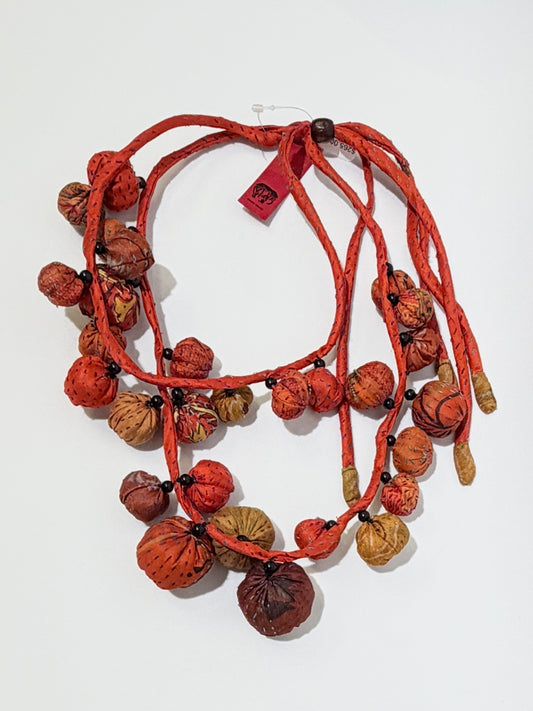 Mieko Mintz- VINTAGE SILK KANTHA TWIGG DOUBLE SHORT NECKLACE