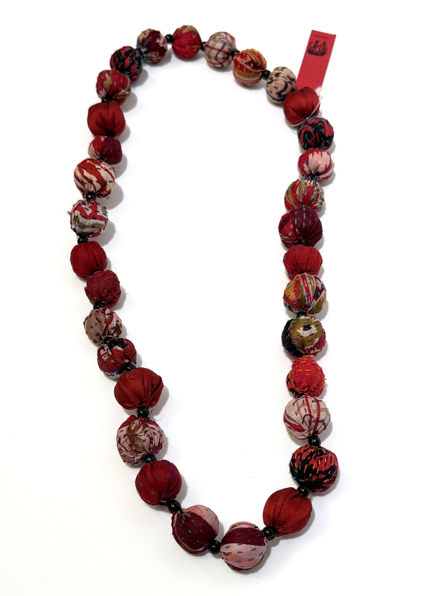 Mieko Mintz- VINTAGE SILK KANTHA SMALL NUTS MEDIUM NECKLACE